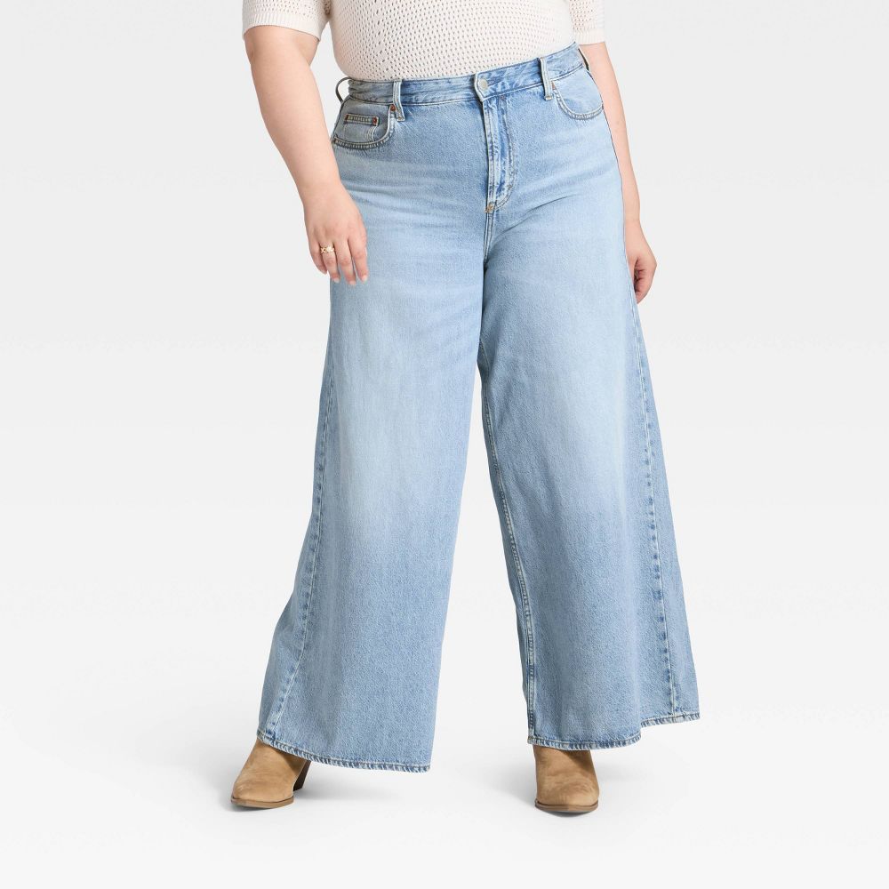 New - Women's Highest-Rise Palazzo Wide Leg Jeans - Universal Thread™ Vintage Light Wash 28