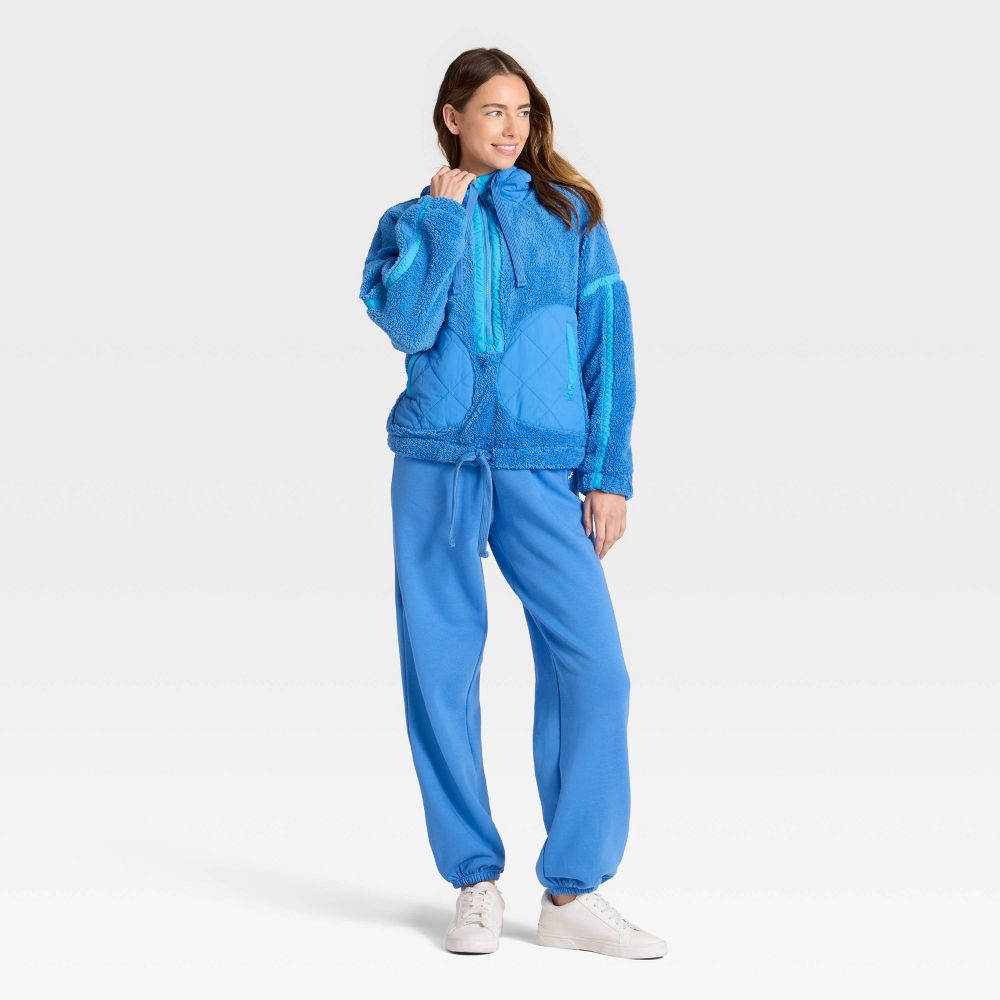 New - Women's Contrast High Pile 1/2 Zip Jacket - JoyLab™ Vibrant Blue XS