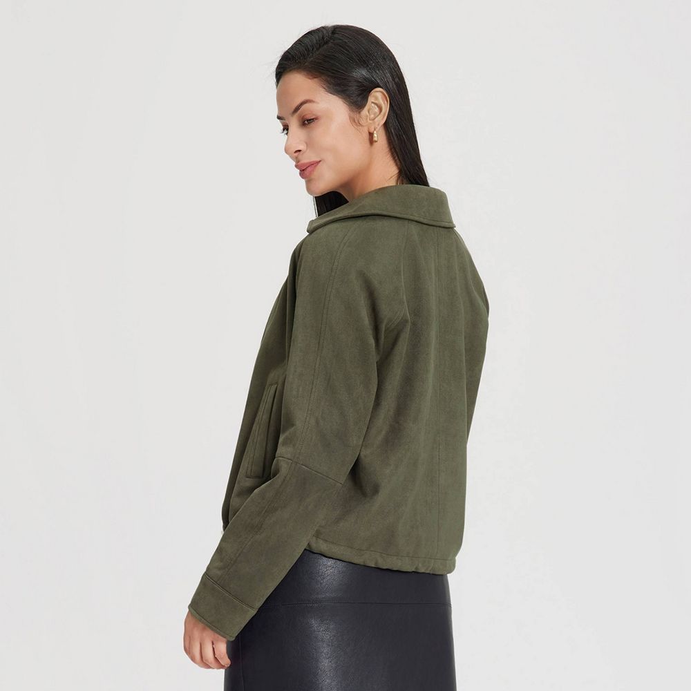 New - Women's Suede Bubble Jacket - Universal Thread™ Olive Green XXL