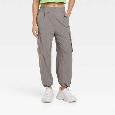Open Box - JoyLab Women's Cinch Hem Woven Cargo Pants High Rise Casual Fit JoyLabBullseye Deals