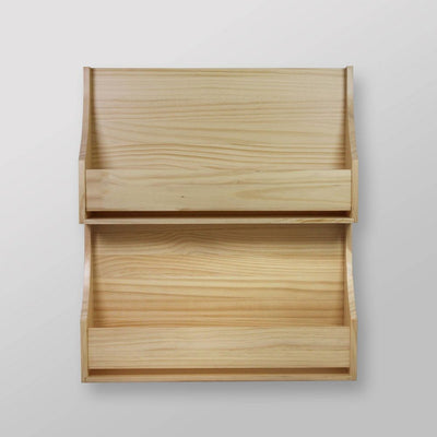 New - 2 Tier Wood Kids' Book Shelf Natural - Pillowfort™: Wall Bookshelf Organizer, Off-White, No Assembly Required