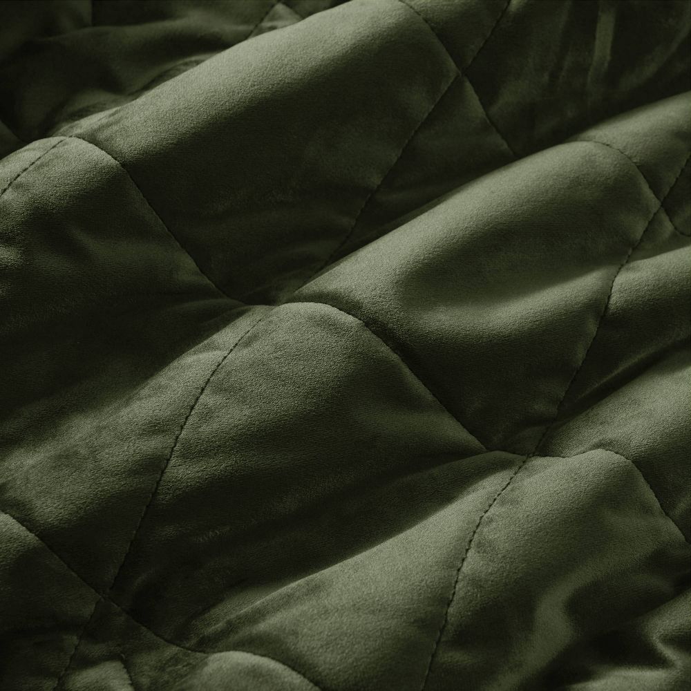 New - Brookstone Twin Heated Diamond Stitch Quilt Blanket Olive Green
