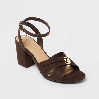 New - Women’s Bibi Strappy Peep Toe Heels – A New Day™ Brown 8.5