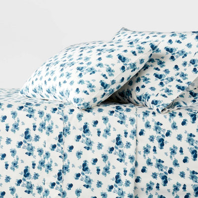 New - Twin/Twin XL 400 Thread Count Performance Sheet Set Blue Blurry Floral - Threshold™