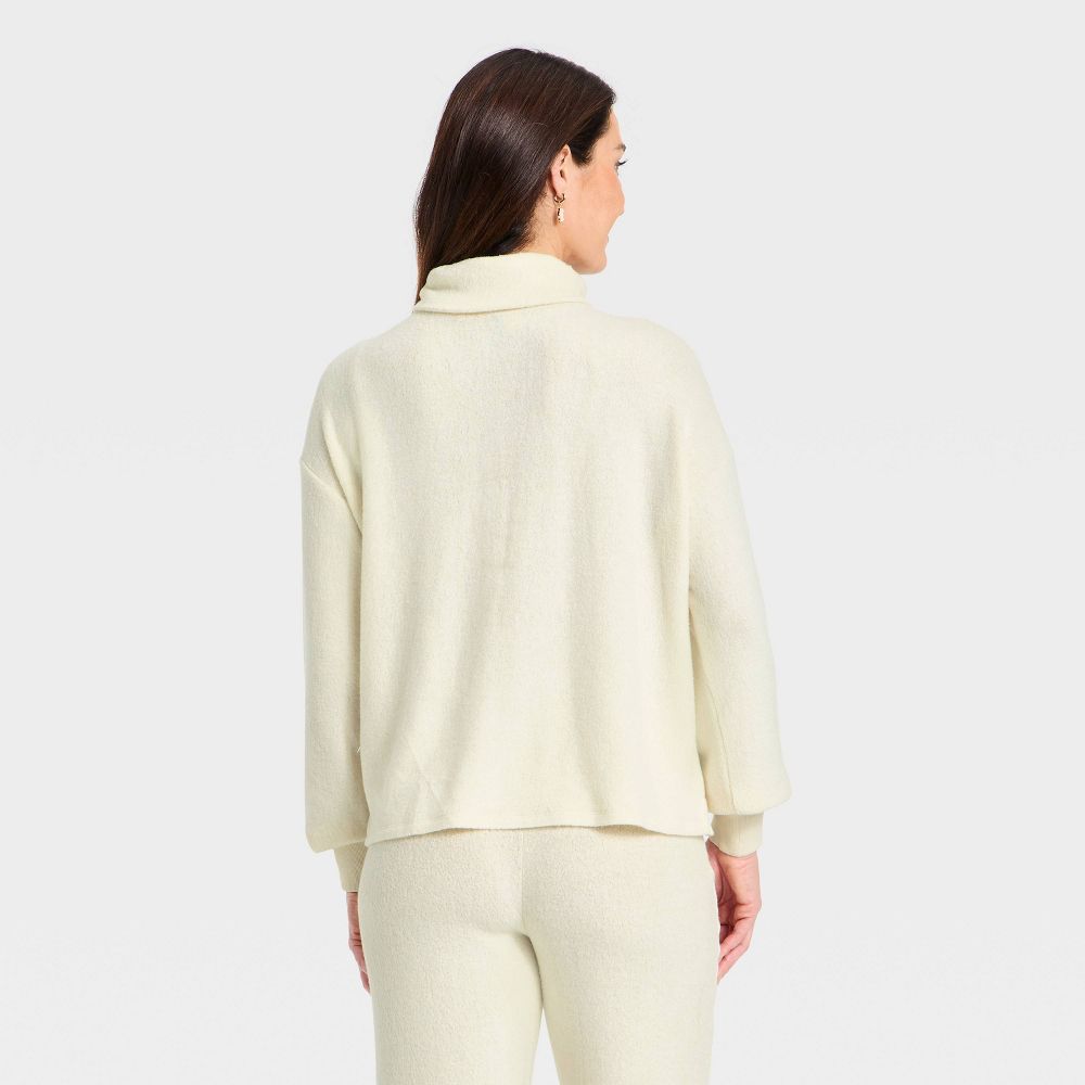 New - Women's Long Sleeve Mock Turtleneck Pullover Blouse - Universal Thread™ Cream S