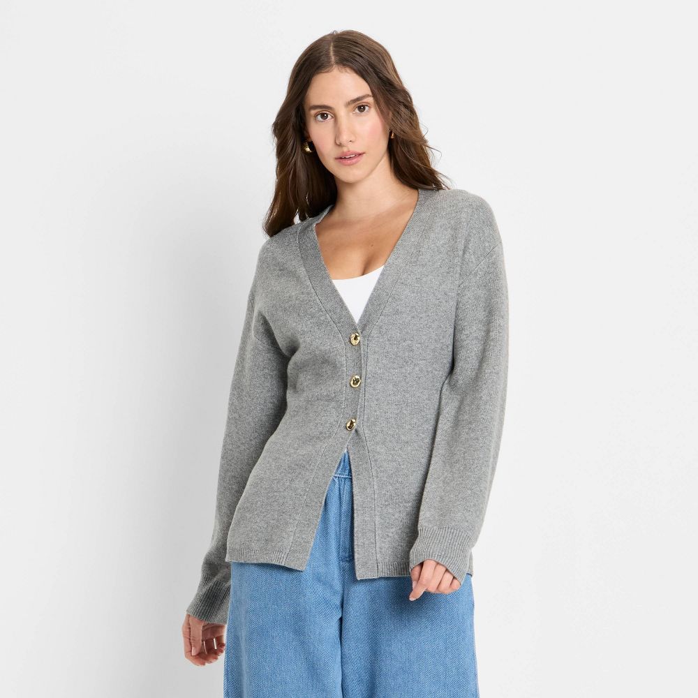 New - Women's Nipped Waist Cardigan - Future Collective Gray S