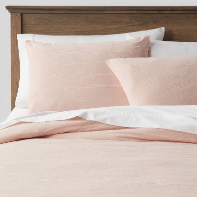 New - Threshold Cotton Duvet Cover Set Chalk Stripe Zipper Closure ThresholdBullseye Deals