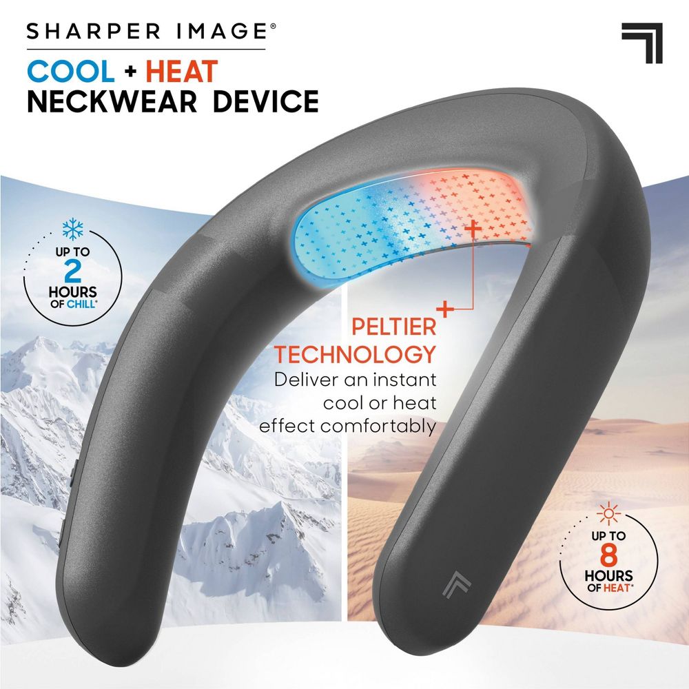 New - Sharper Image Cordless Cool and Heat Neckwear Device Black