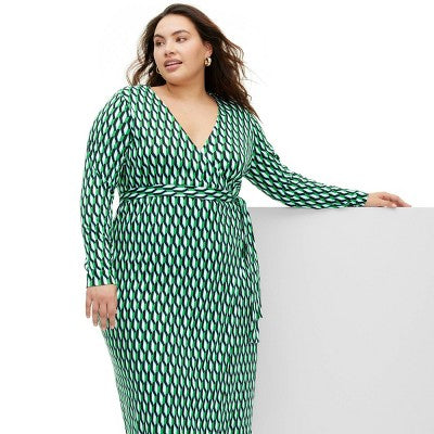 New - Diane von Furstenberg Women's Midi Wrap Dress Deep V-Neck Long Sleeve Diane von Furstenberg for TargetBullseye Deals