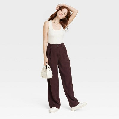 New - A New Day Women's Wide Leg Relaxed High Rise Baggy Wide Leg Trousers A New DayBullseye Deals