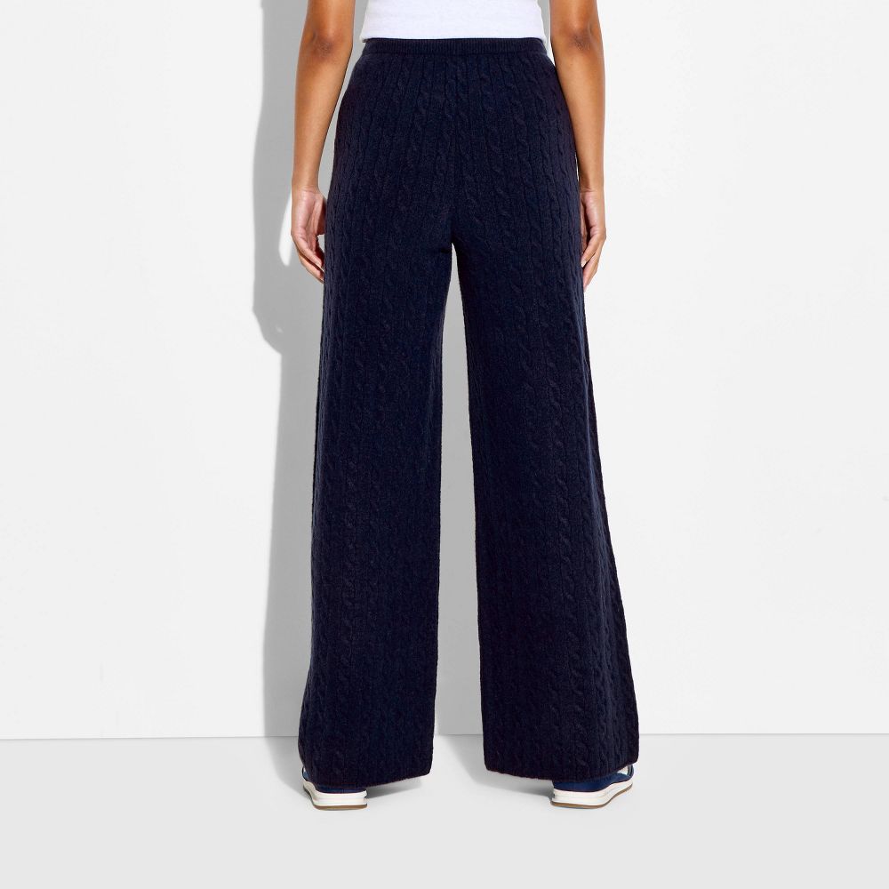 New - Women's Mid-Rise Cable Sweater Pants - Wild Fable™ Navy Blue XL
