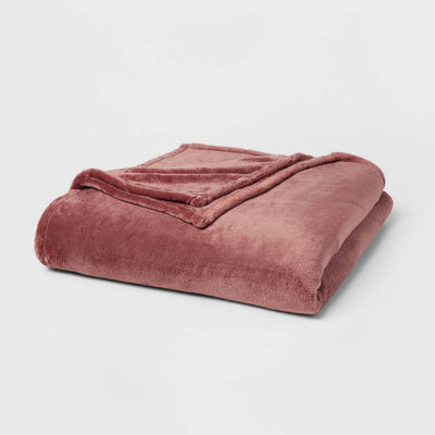 Open Box - Full/Queen Microplush Bed Blanket Berry - Threshold™: Cozy Polyester, No Fill, Machine Washable