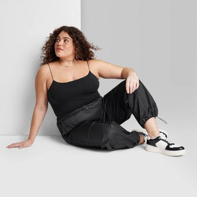 New - Wild Fable Women's High Rise Relaxed Parachute Pants Lightweight Wild FableBullseye Deals