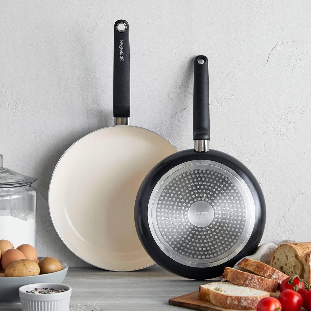 New - GreenPan Rio Advanced 2pc (10" and 12") Ceramic Nonstick Fry Pan Set Black