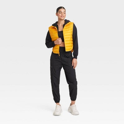 New - Women's Zipper Quilted Relaxed Puffer Vest Poplin Lightweight Stand Up Collar JoyLabBullseye Deals