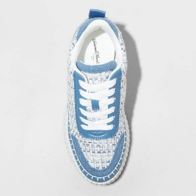 Open Box - Universal Thread Women's Low Top Lace-Up Sneakers Memory Foam Insole Woven Universal ThreadBullseye Deals