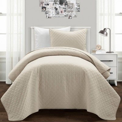 Lush Décor 2pc Twin/Twin Extra Long Ava Diamond Oversized Cotton Quilt ...