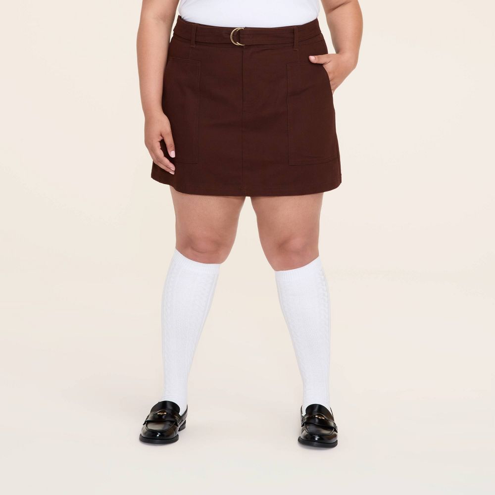 Open Box - Women's Belted Mini A-Line Skirt - Woolrich x Target Brown XXL
