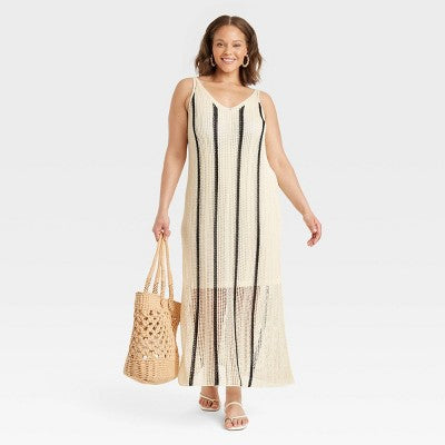 New - A New Day Women's Open Work Pointelle Dress Maxi Sundress A New DayBullseye Deals