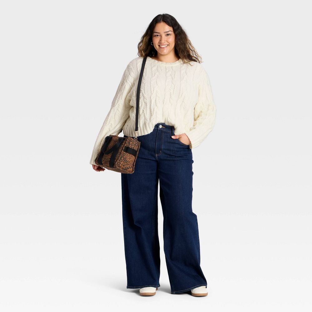 New - Women's Cozy Cable Crewneck Pullover Sweater - Universal Thread™ Cream XXL