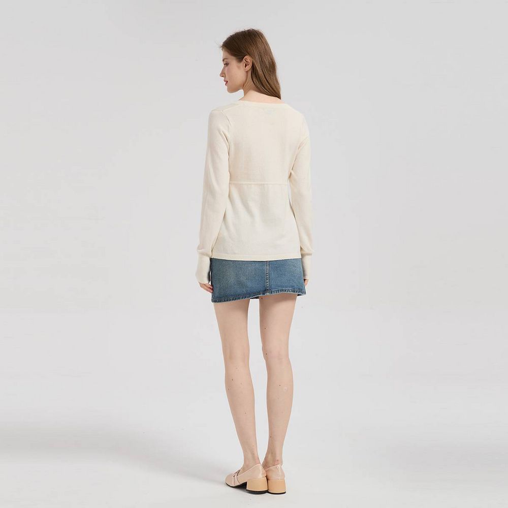 New - Women's Crewneck Babydoll Pullover Sweater - Wild Fable™ Ivory S