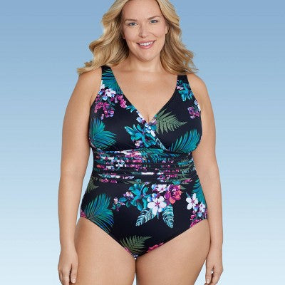New - Aqua Green Women's Deep V-Neck One Piece Swimsuit UPF 50 Tummy Control Aqua GreenBullseye Deals