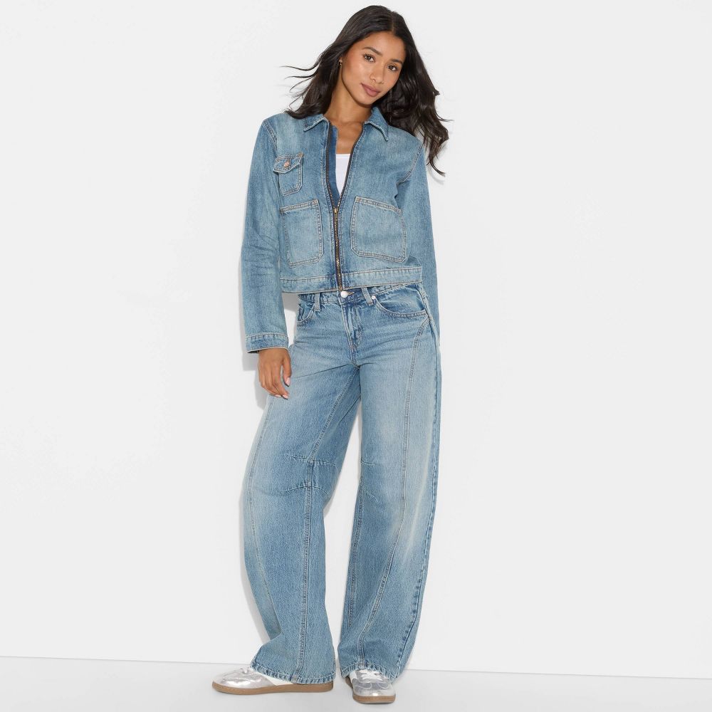 Open Box - Women's Denim Utility Jacket - Wild Fable™ Light Blue XS