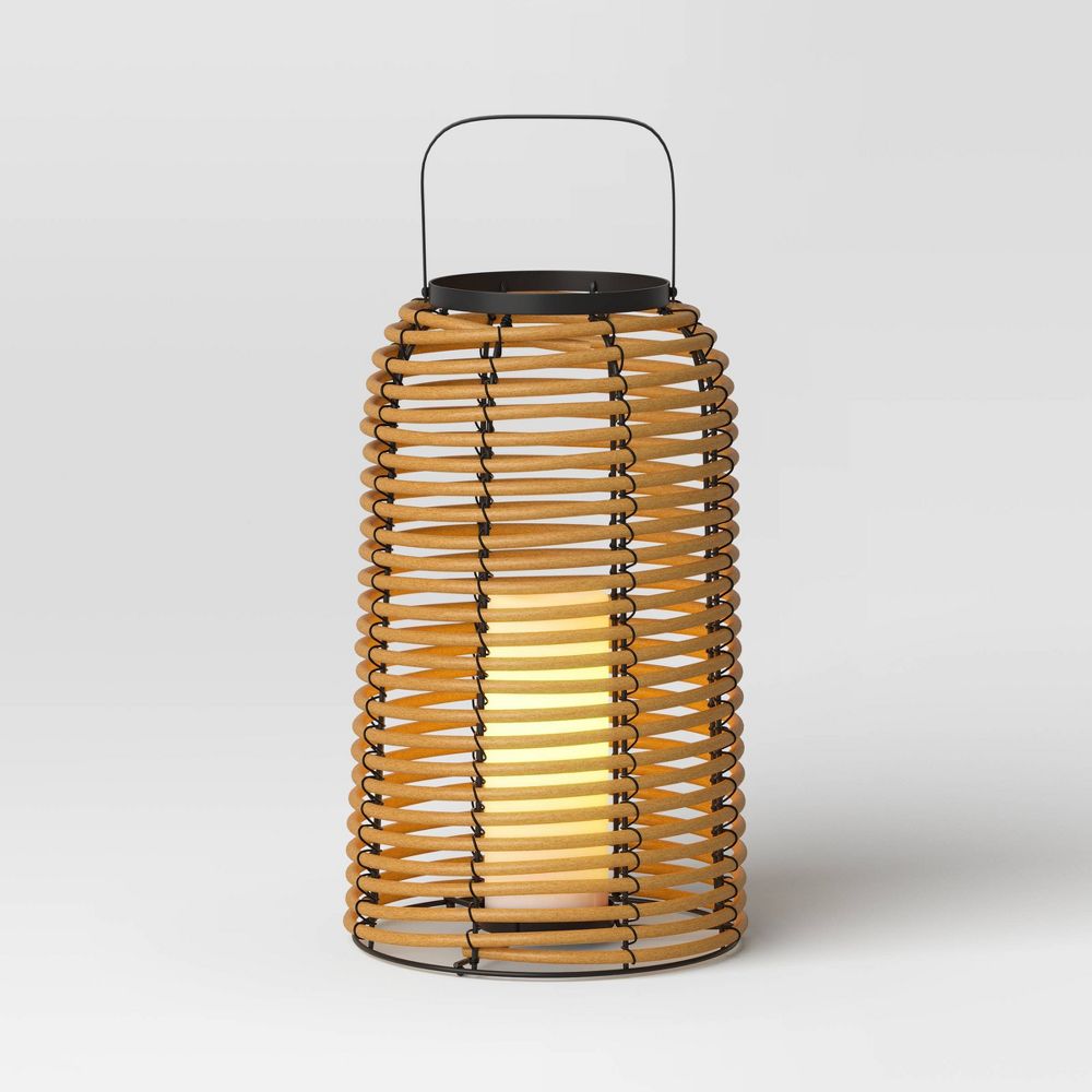 New - 16" Rattan Battery LED Outdoor Lantern Brown - Threshold™