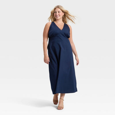 New - Women's Open Back Maxi Dress - A New Day™ Navy 1X