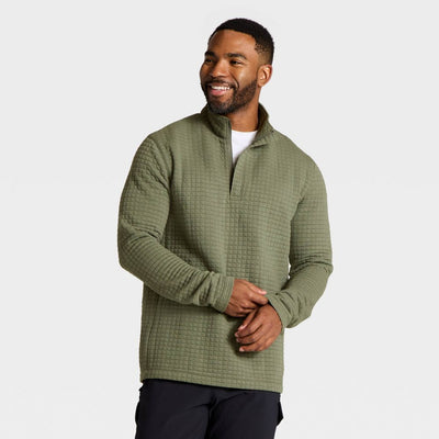 New - Men's Quilted Fleece 1/2 Zip Pullover Sweatshirt - All In Motion™ Olive Green XXL
