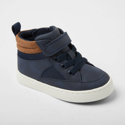 New - Toddler Aidan Sneaker Boots - Cat & Jack™ Navy Blue 12T: Zipper, Hook and Loop, Padded Collar