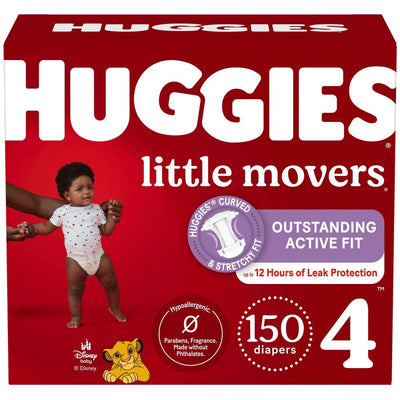 New - Huggies Little Movers Disposable Diapers - Econ+ Pack - Size 4 - 150ct