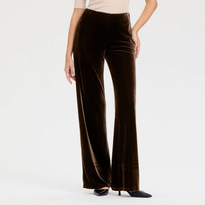 New - Women's High-Rise Wide Leg Velvet Pull-On Pants - A New Day™ Dark Brown M