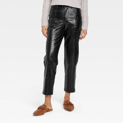 A New Day Women's Plus Relaxed High Rise Ankle Faux-Croc Leather Pants A New DayBullseye Deals