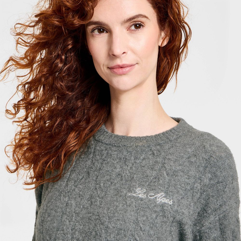 New - Women's Cozy Alpine Knit Bouclé Crewneck Pullover Sweater - Universal Thread™ Gray M