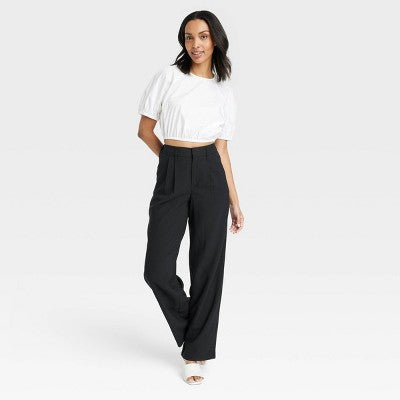 Open Box - A New Day Women's High Rise Straight Leg Casual Full Trouser Pants Midweight A New DayBullseye Deals