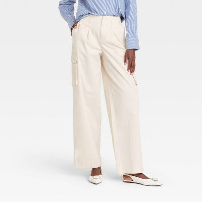 New - A New Day Women's High Rise Wide Leg Classic Fit Full Cargo Pants Midweight A New DayBullseye Deals