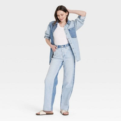 New - Women's Mid-Rise 90's Baggy Two Tone Jeans - Universal Thread Universal ThreadBullseye Deals