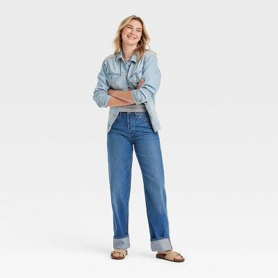New - Women's Mid-Rise 90's Baggy Two Tone Jeans - Universal Thread Universal ThreadBullseye Deals