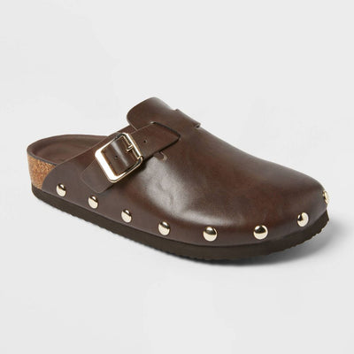 New - Women's Lee Clog Mule Flat - Universal Thread™ Brown 6: Slip-On, Non-Marking Sole, Textured Outsole
