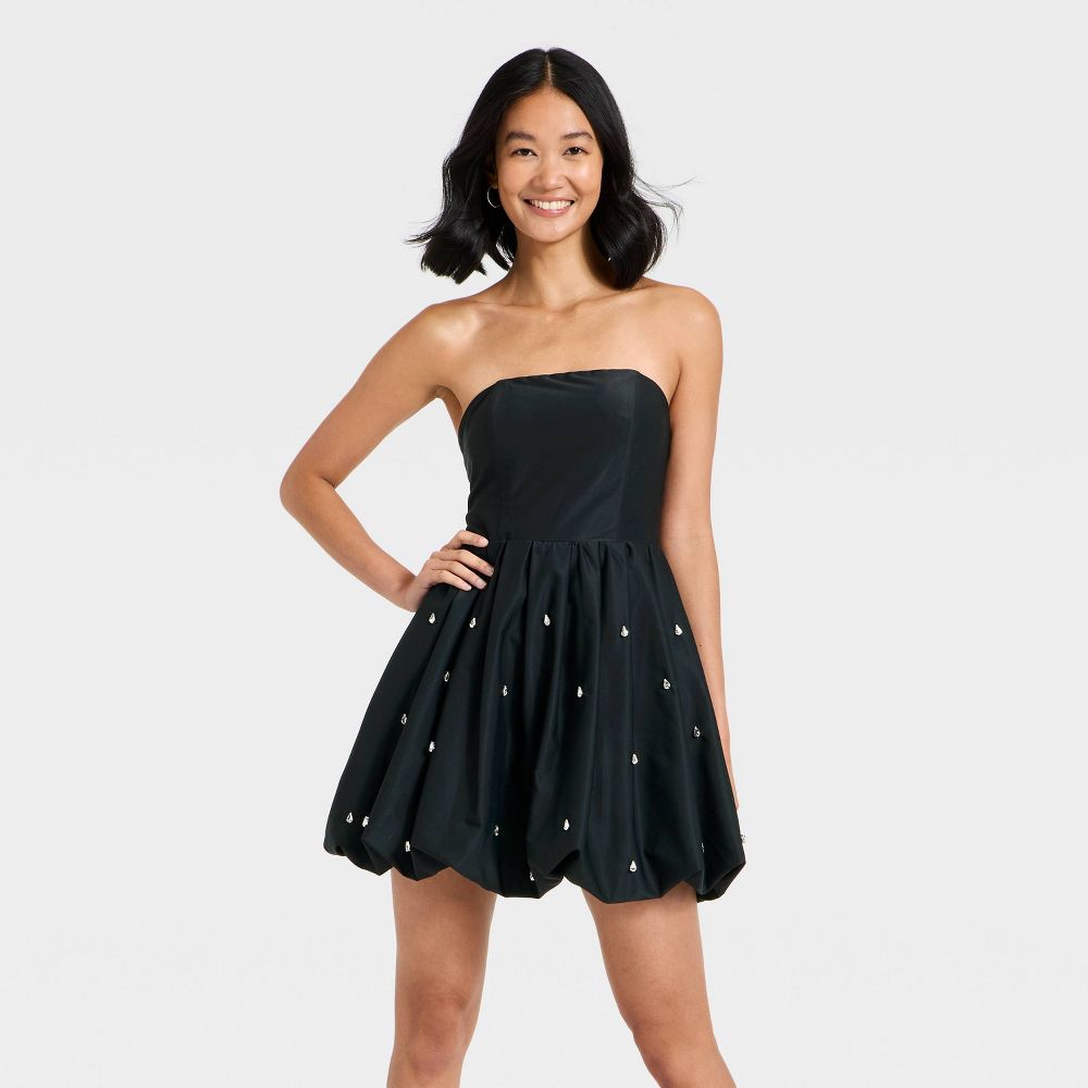 Open Box - Women's Embellished Bubble Mini Dress - A New Day™ Black XS