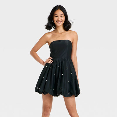 Open Box - Women's Embellished Bubble Mini Dress - A New Day™ Black XS