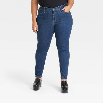 Open Box - Women's Mid-Rise Skinny Jeans - Ava & Viv Medium Wash 22 Ava & VivBullseye Deals