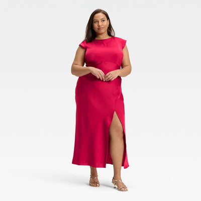 New - Women's Woven Open Back Maxi Dress - A New Day™ Berry Red XXL