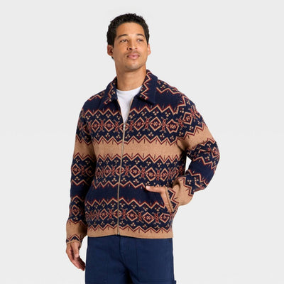 New - Men's Fair Isle Sweater Jacket - Goodfellow & Co™ Blue XL
