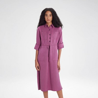 Women's Long Sleeve Utility Midi Shirtdress - A New Day A New DayBullseye Deals