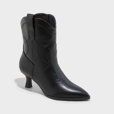 New - Universal Thread Women's Faux Leather Ankle Western Boots Louis Heel Universal ThreadBullseye Deals