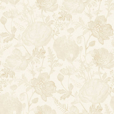 New - Tempaper & Co. 28 sq ft Poppies Textured Peel and Stick Beige Wallpaper by Pure Salt