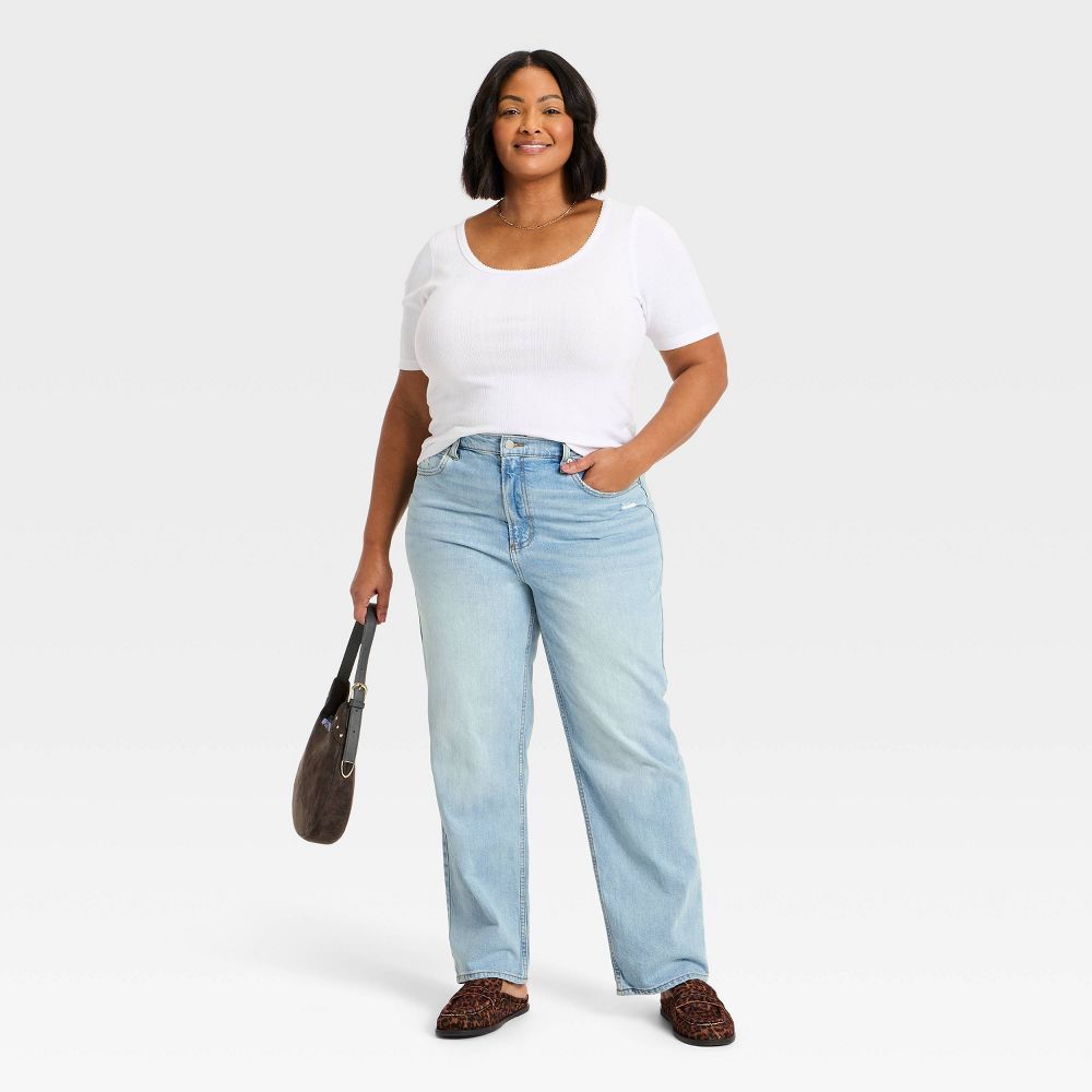New - Women's Highest-Rise Vintage Straight Jeans - Universal Thread™ Light Wash 4