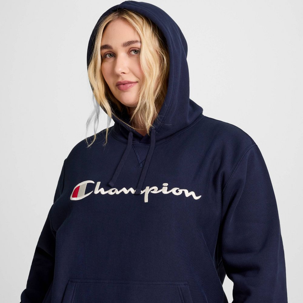 New - Champion Adult Sizing Iconic Embroidered Hoodie - Navy XS